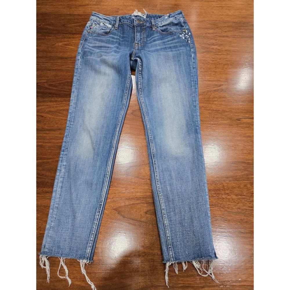 VIGOSS Skinny Jeans Blue Denim Embroidered Distressed Stretch Pockets 29/28‎